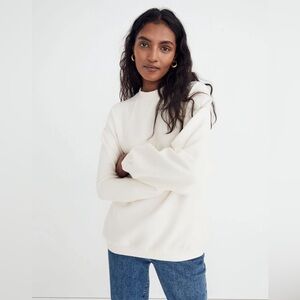 Madewell Button-Back Mockneck Top in Antique Cream